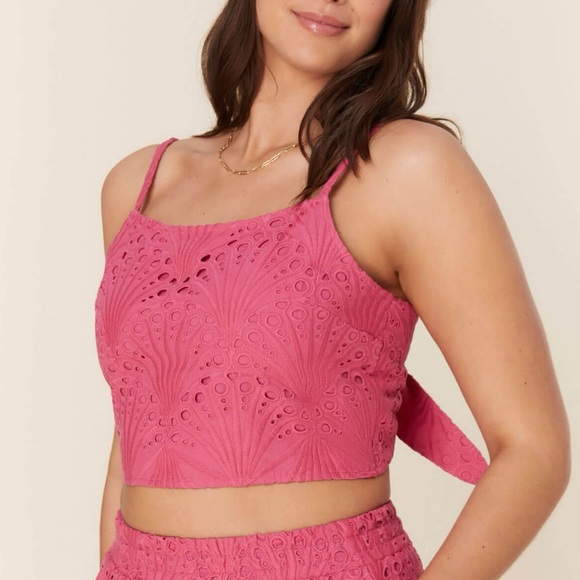 NWT- ANDIE The Santiago Crop Top - Eyelet - Rosette - Picture 1 of 9